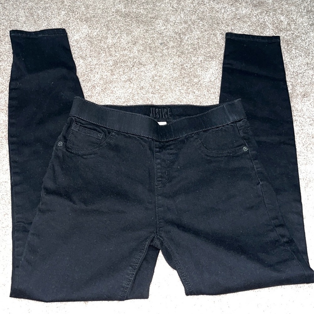 Justice mid rise black jeggings size 16